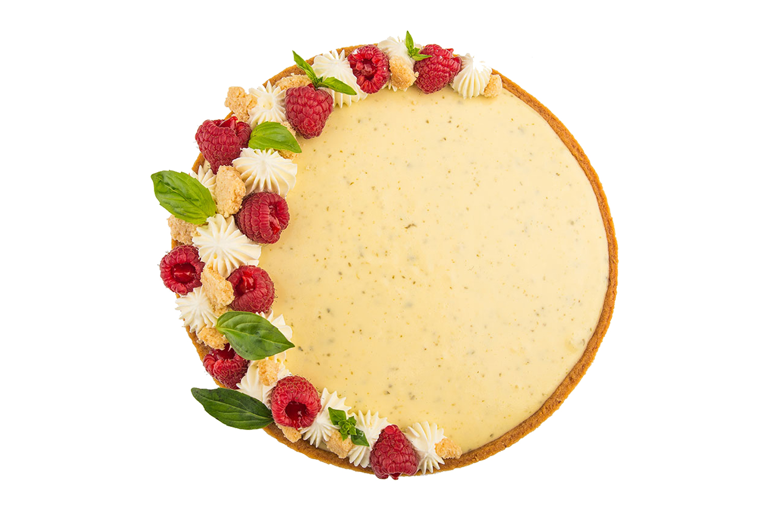 Tarta cu lamaie, zmeura si busuioc